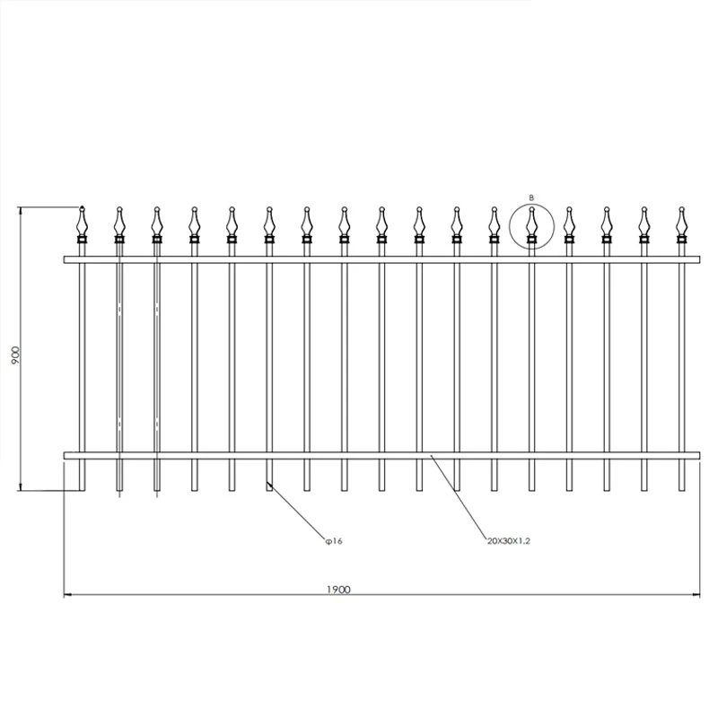 Double-Rail Flat-Top Spear Wrought Panel