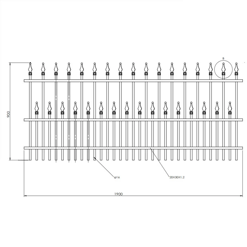 Staggered Double-Row Spear Wrought Panel