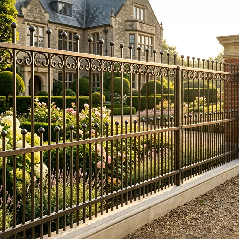Staggered Ball & Vine Metal Fence