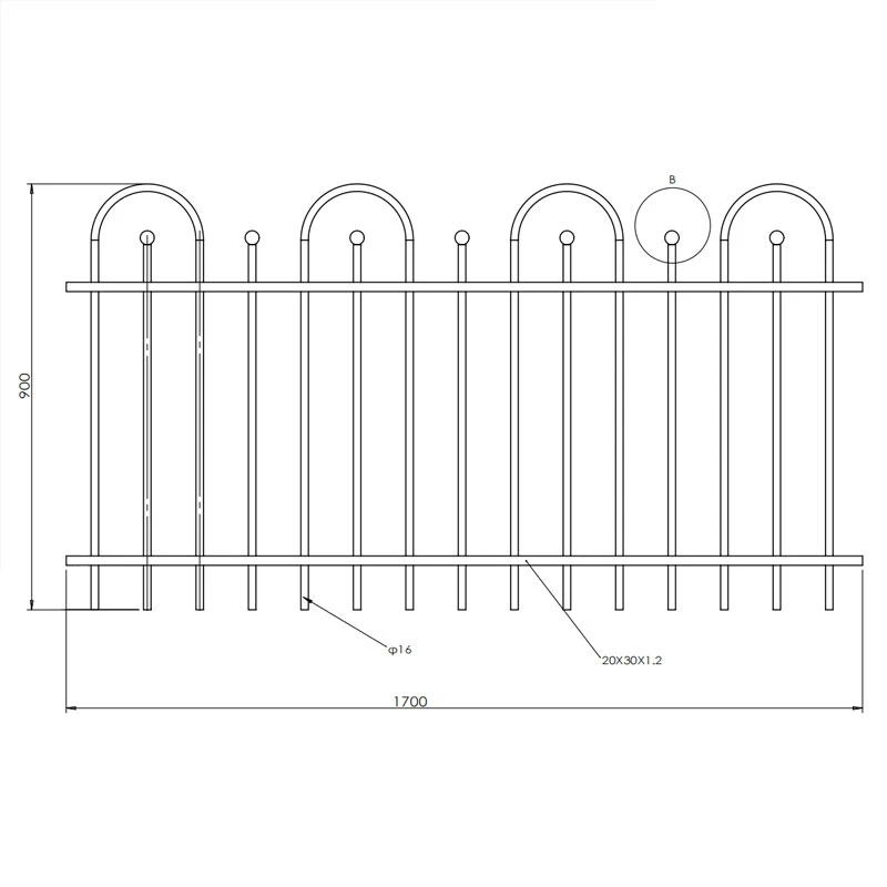 Arched Ball Top Wrought Iron Panel