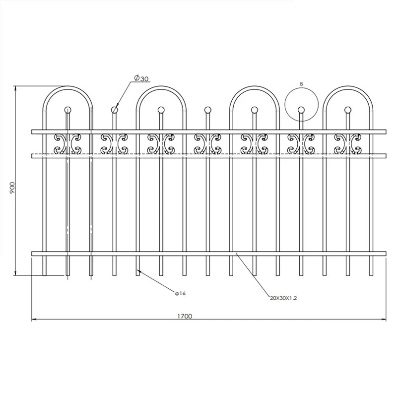 Arched Top Ball Finial C-Scroll Panel