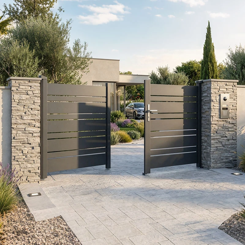 Aluminum Horizontal Slat Double Gate