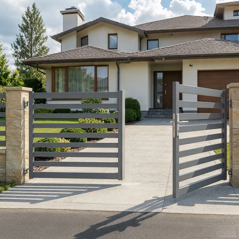 Aluminum Horizontal Slat Double Gate