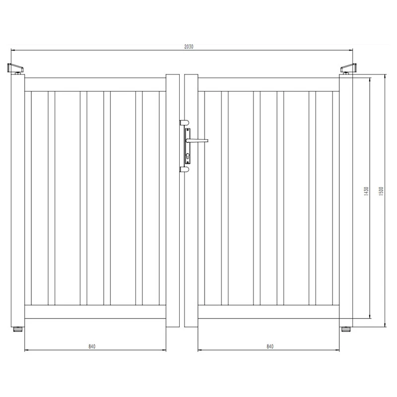 Vertical Slat Double Swing Aluminum Gate